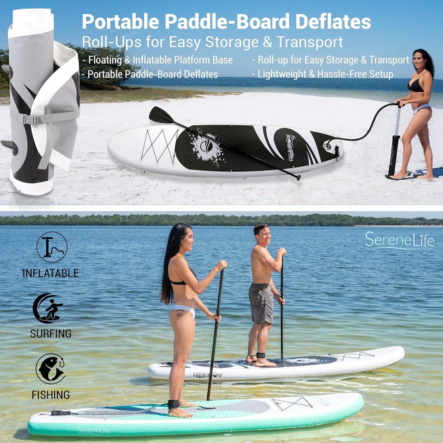 Explore the Waters with Our Inflatable Stand Up Paddle Board - Superior Stability, Non-Slip Deck & All-Inclusive Accessories for Adventurers of All Ages